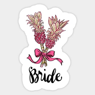 Bride Shirt Pink Pineapple Bouquet Illustration Sticker